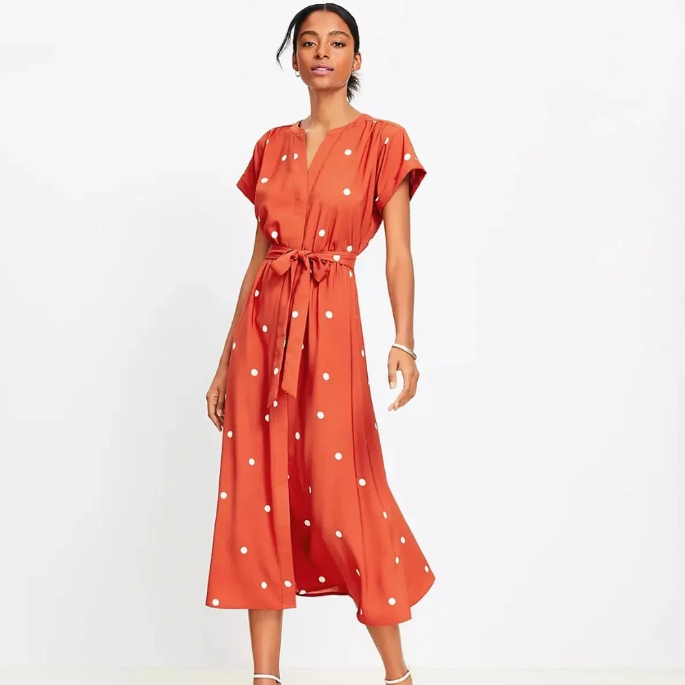 NWT Loft Dotted Dolman Midi Shirtdress - Picture 3 of 3